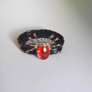 Spider Stretch Metal Bracelet Red Rhinestone With Black Gothic Costume